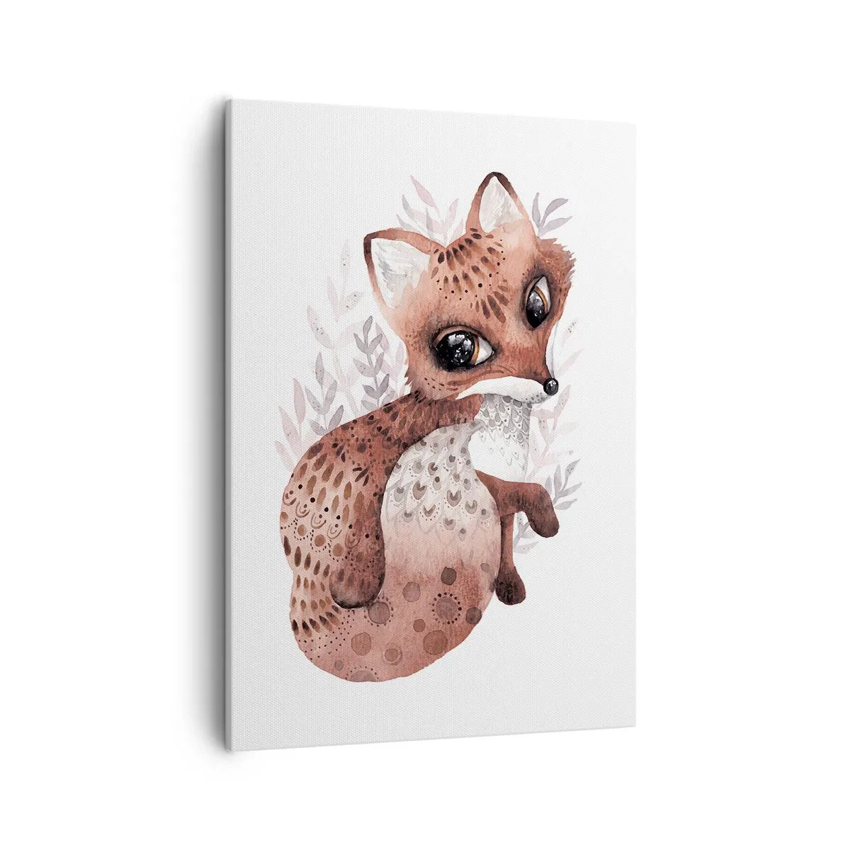 Cuadro sobre lienzo - Impresión de Imagen - Un lindo zorro de acuarela sobre un fondo claro. - 50x70cm - Dulzura y amor - Decoración de pared moderna para salón y dormitorio ARTTOR