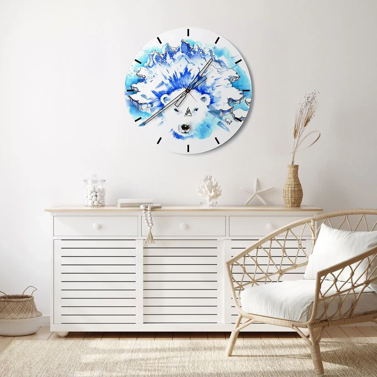 Reloj de pared - Reloj de vidrio - El rey del Ártico con una corona de hielo - 40x40 cm