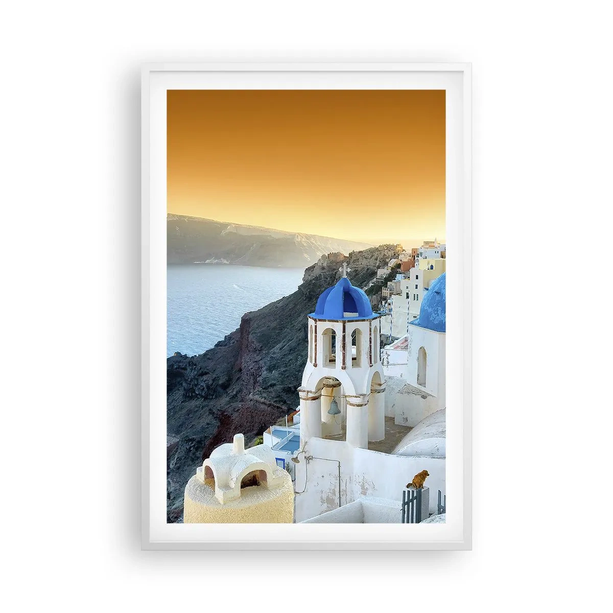 Póster en marco blanco - Santorini - el abrazo a las rocas - 61x91 cm