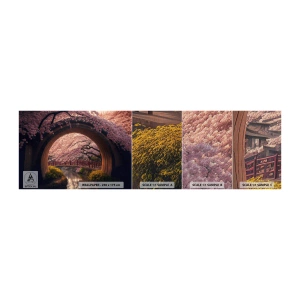 Muestra de fotomural Premium Canvas - Primavera japonesa - Puente, Japón, cereza japonesa - 100x30 cm