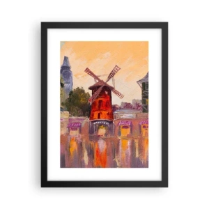 Póster en marco negro - Iconos parisinos - Moulin Rouge - 30x40 cm