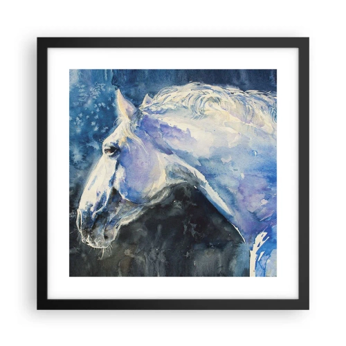 Póster en marco negro - Retrato en un resplandor azul - 40x40 cm