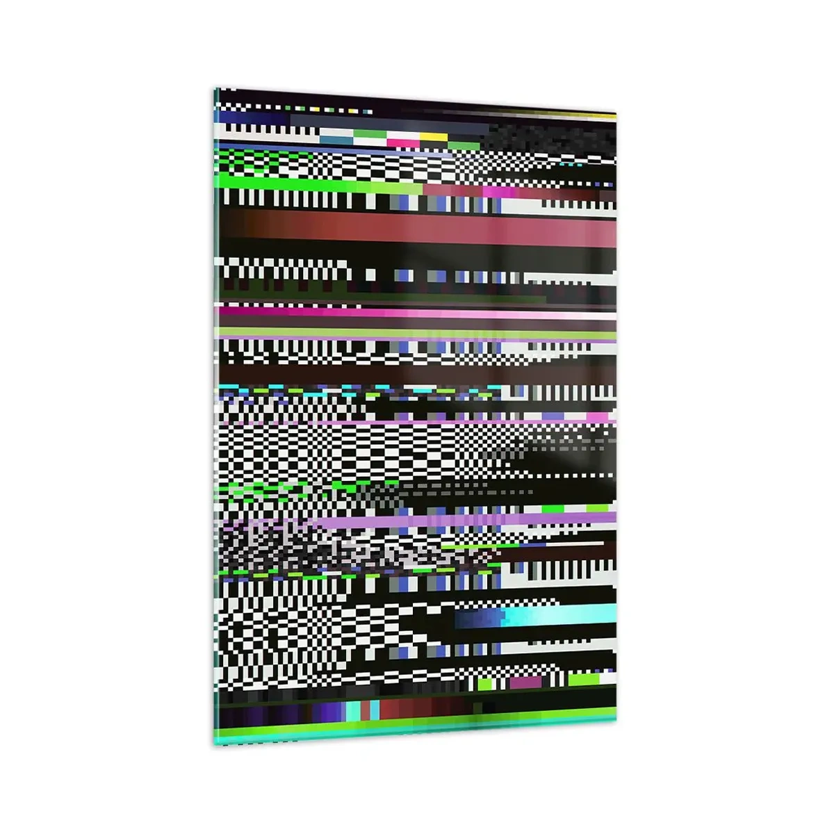 Cuadro sobre vidrio - Impresiones sobre Vidrio - Líneas y píxeles coloridos en un estilo abstracto. - 80x120cm - Una imagen de otra realidad - Decoración de pared moderna para salón y dormitorio ARTTOR