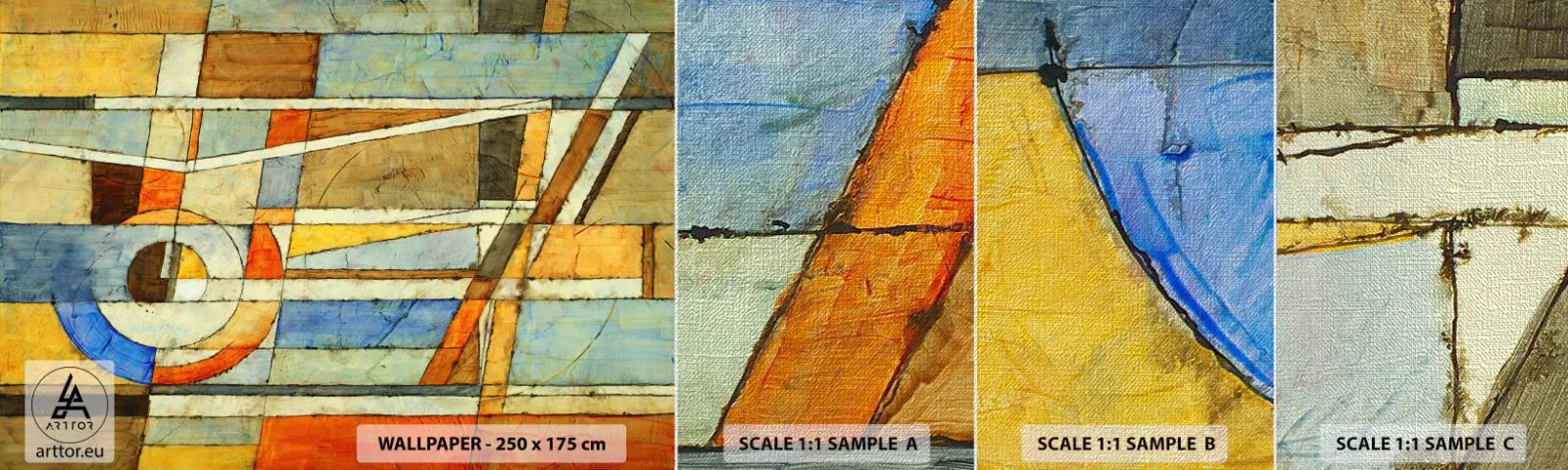 Muestra de fotomural Premium Canvas - Cubismo en una obra - Abstracción, Pedazo, Gráficos - 100x30 cm