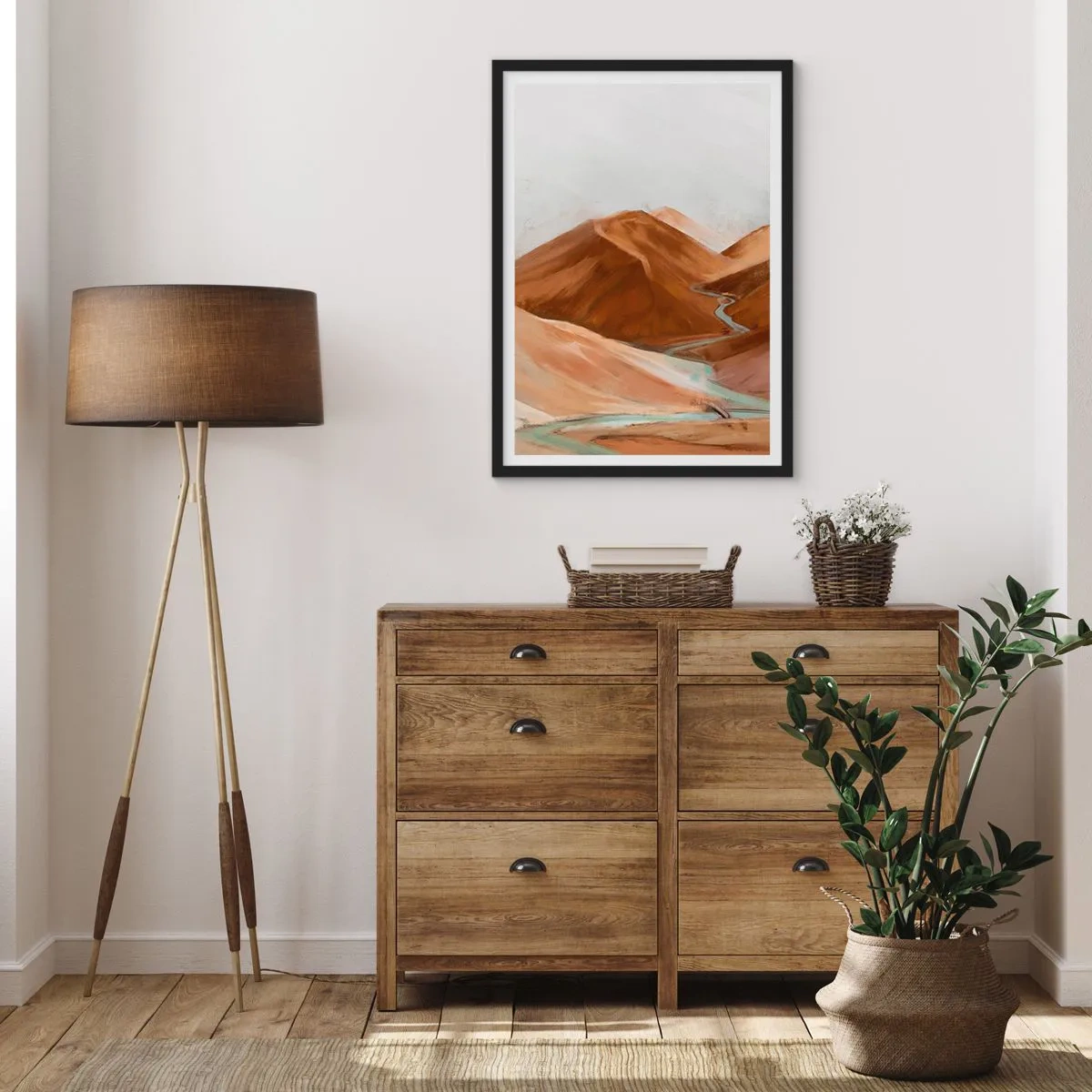 Póster en marco negro - Ruta hacia la fuente - 61x91 cm