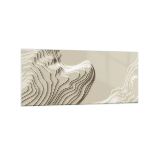 Cuadro sobre vidrio - Impresiones sobre Vidrio - Un patrón abstracto en tonos beige con efecto lineal. - 120x50cm - Topografía del arte - Decoración de pared moderna para salón y dormitorio ARTTOR