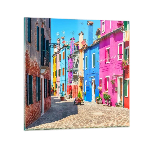 Cuadro sobre vidrio - Impresiones sobre Vidrio - Pueblo colorido - 30x30 cm