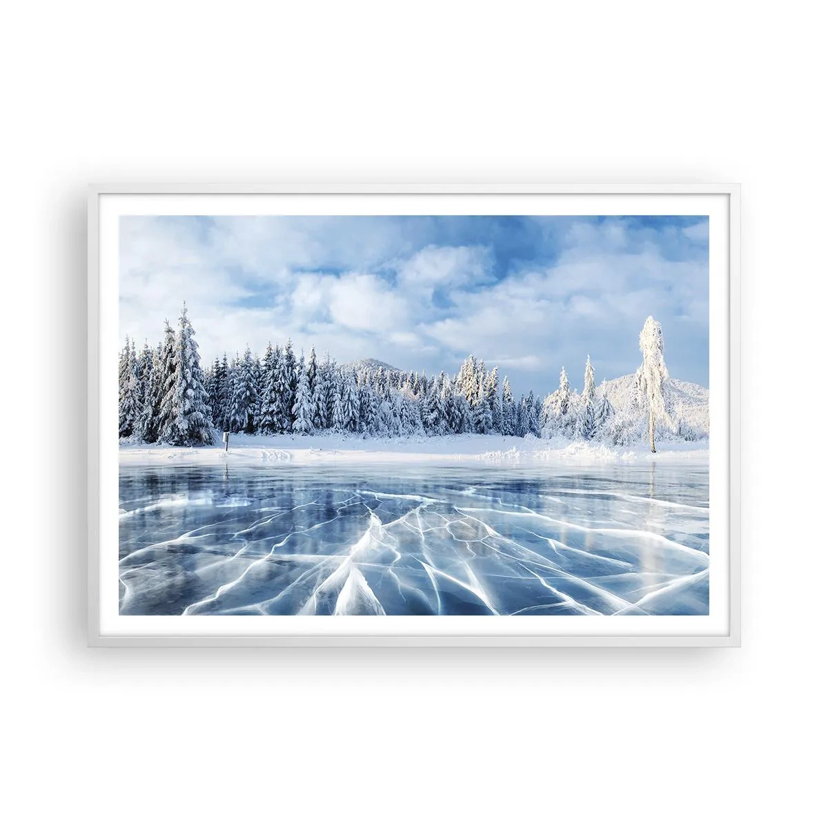 Póster en marco blanco - Vista deslumbrante y cristalina - 100x70 cm