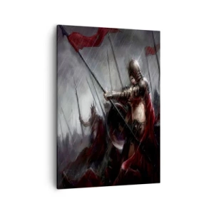 Cuadro sobre lienzo - Impresión de Imagen - Caballeros marchando al campo de batalla bajo la lluvia - 50x70cm - Unidos somos más fuertes - Decoración de pared moderna para salón y dormitorio ARTTOR