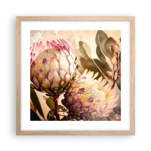 Póster en marco roble claro - Abrazados con ternura - 40x40 cm