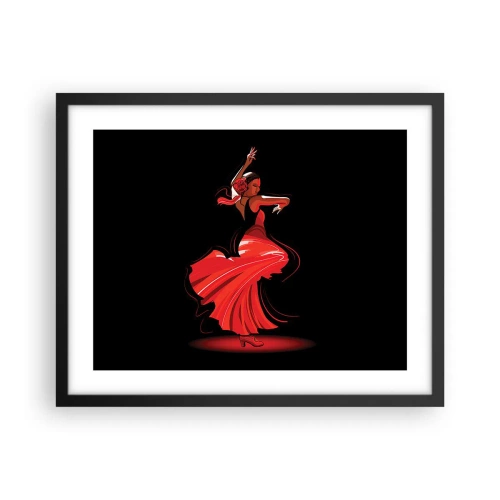 Póster en marco negro - El espíritu ardiente del flamenco - 50x40 cm