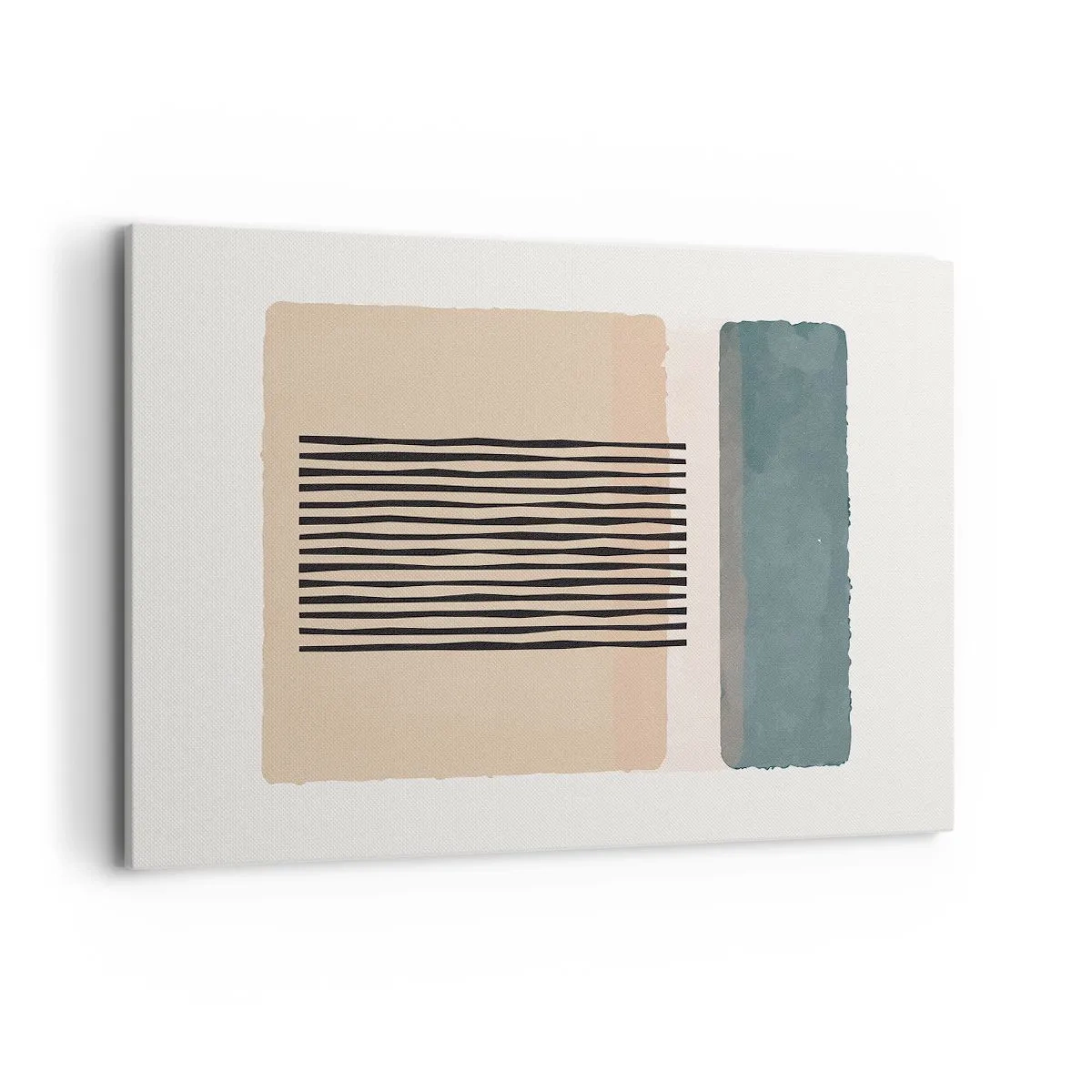 Cuadro sobre lienzo - Impresión de Imagen - Formas geométricas minimalistas en tonos beige y verdes. - 120x80cm - Todo en orden - Decoración de pared moderna para salón y dormitorio ARTTOR