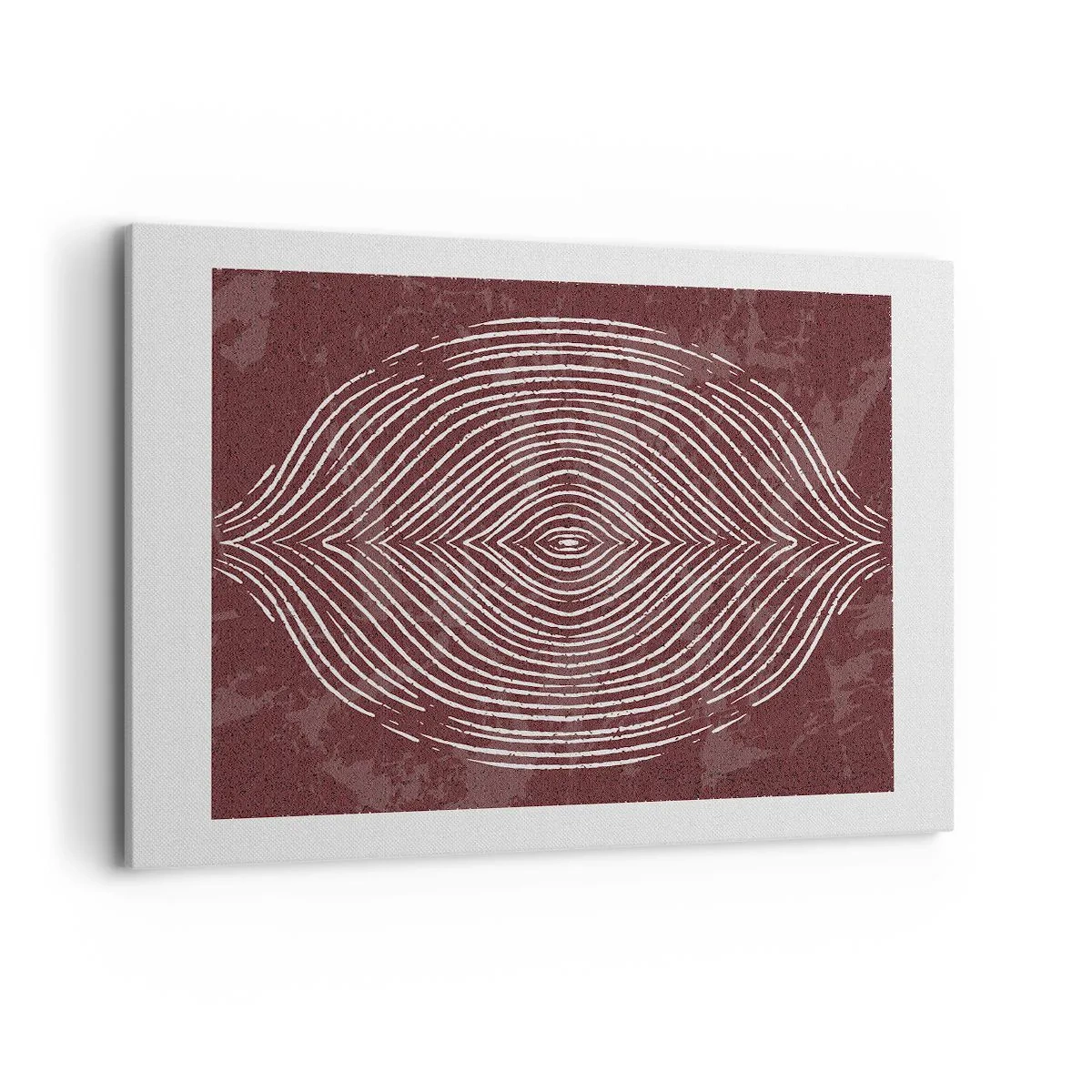 Cuadro sobre lienzo - Impresión de Imagen - Ondas simétricas en líneas blancas sobre un fondo marrón - 120x80cm - El espacio habla - Decoración de pared moderna para salón y dormitorio ARTTOR