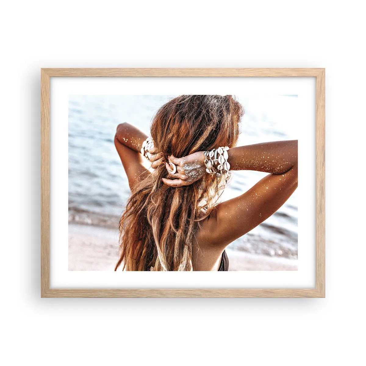 Póster en marco roble claro - Hermanada con el agua y el sol - 50x40 cm