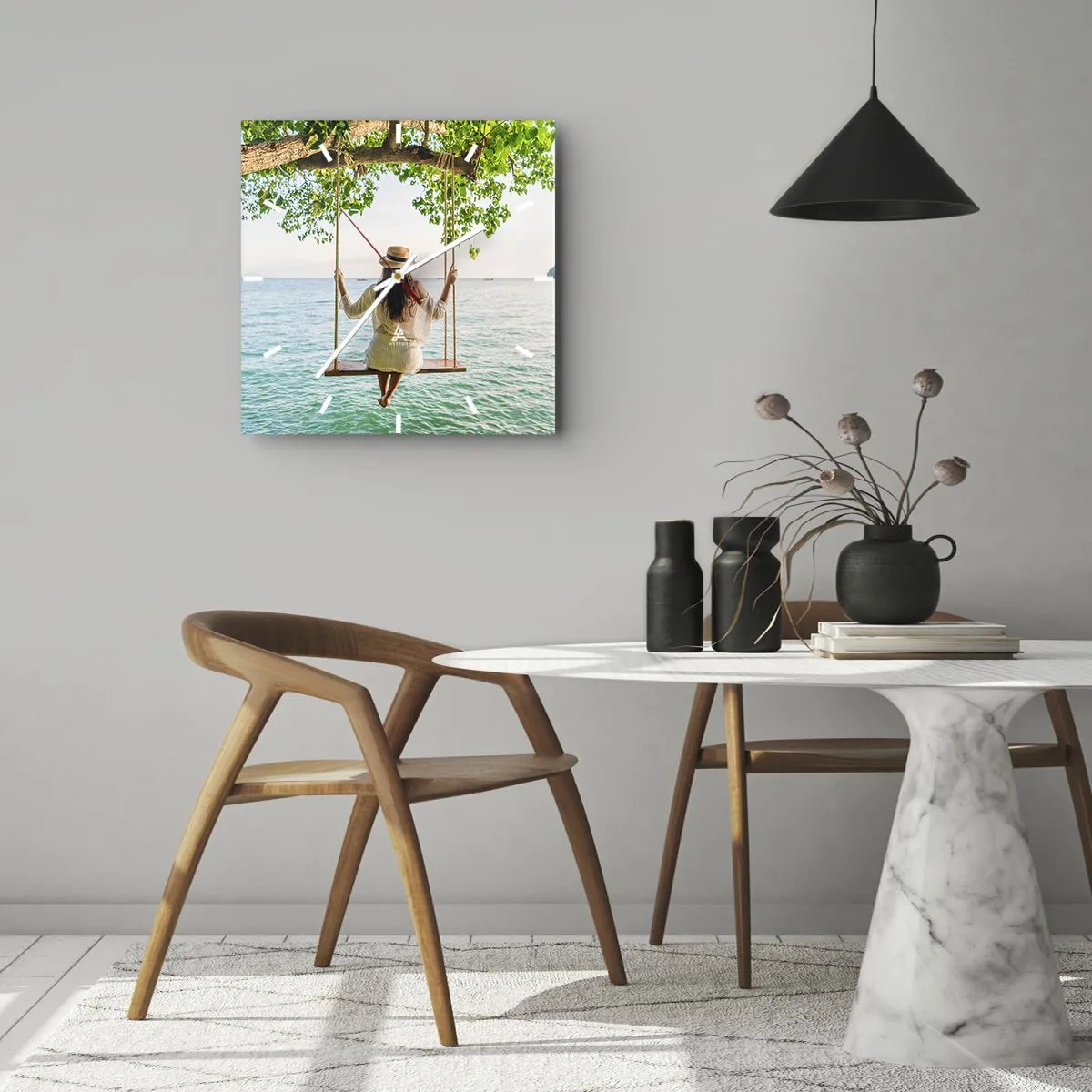 Reloj de pared - Reloj de vidrio - La vida es bella - 30x30 cm