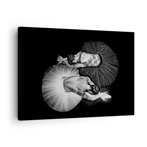 Cuadro sobre lienzo - Impresión de Imagen - Una imagen en blanco y negro de dos bailarinas en una pose dinámica. - 70x50cm - Yin y yang: el equilibrio perfecto - Decoración de pared moderna para salón y dormitorio ARTTOR