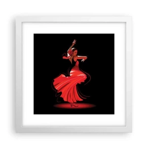 Póster en marco blanco - El espíritu ardiente del flamenco - 30x30 cm