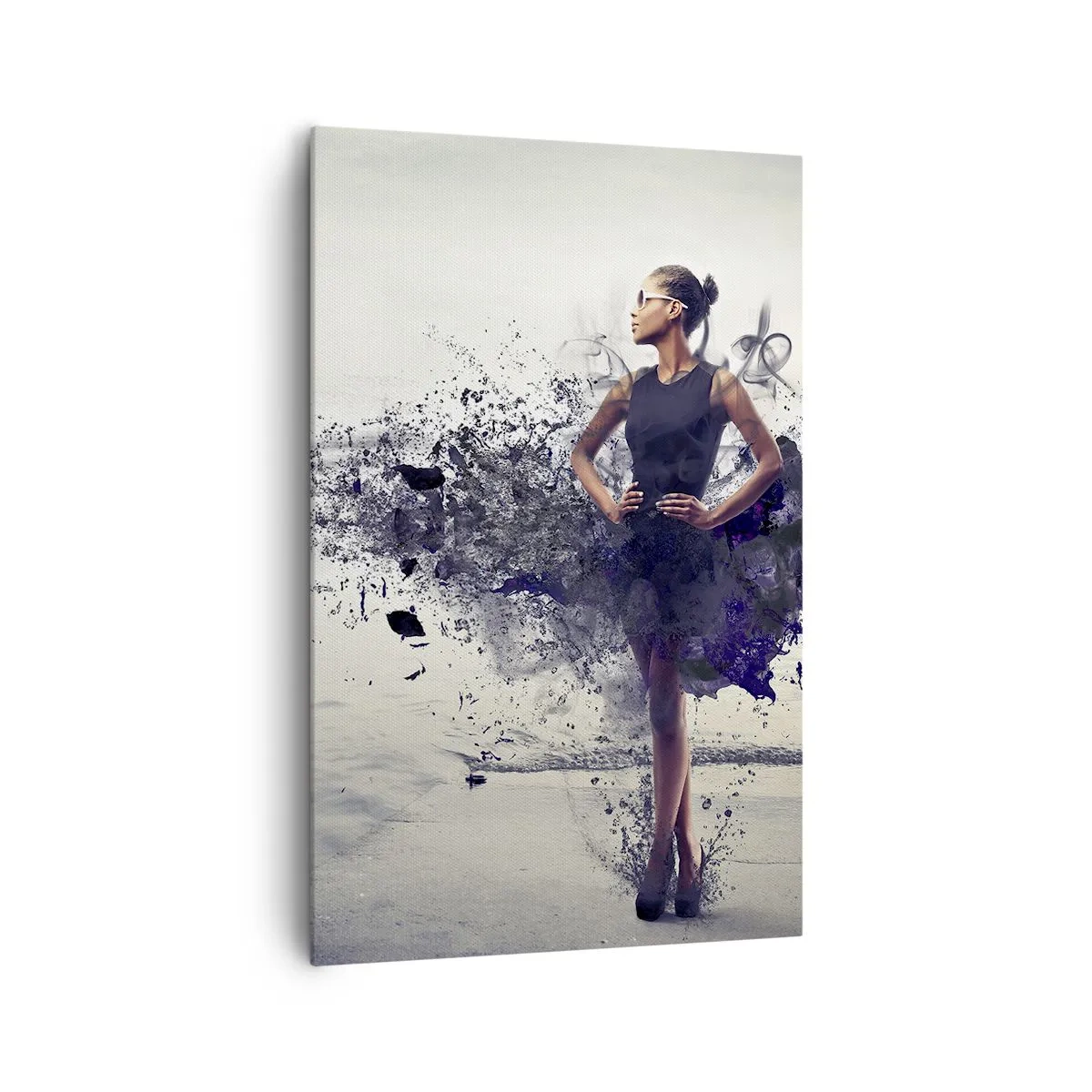 Cuadro sobre lienzo - Impresión de Imagen - Una mujer en una composición artística sobre un fondo de agua. - 80x120cm - Venus africana - Decoración de pared moderna para salón y dormitorio ARTTOR