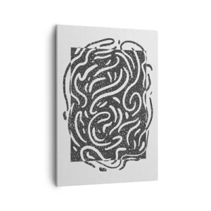 Cuadro sobre lienzo - Impresión de Imagen - Abstracción en blanco y negro en estilo geométrico. - 50x70cm - Abstracción: una danza de alegría - Decoración de pared moderna para salón y dormitorio ARTTOR
