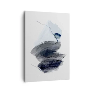 Cuadro sobre lienzo - Impresión de Imagen - Composición abstracta en tonos grises y azules. - 50x70cm - Intensidad y movimiento - Decoración de pared moderna para salón y dormitorio ARTTOR