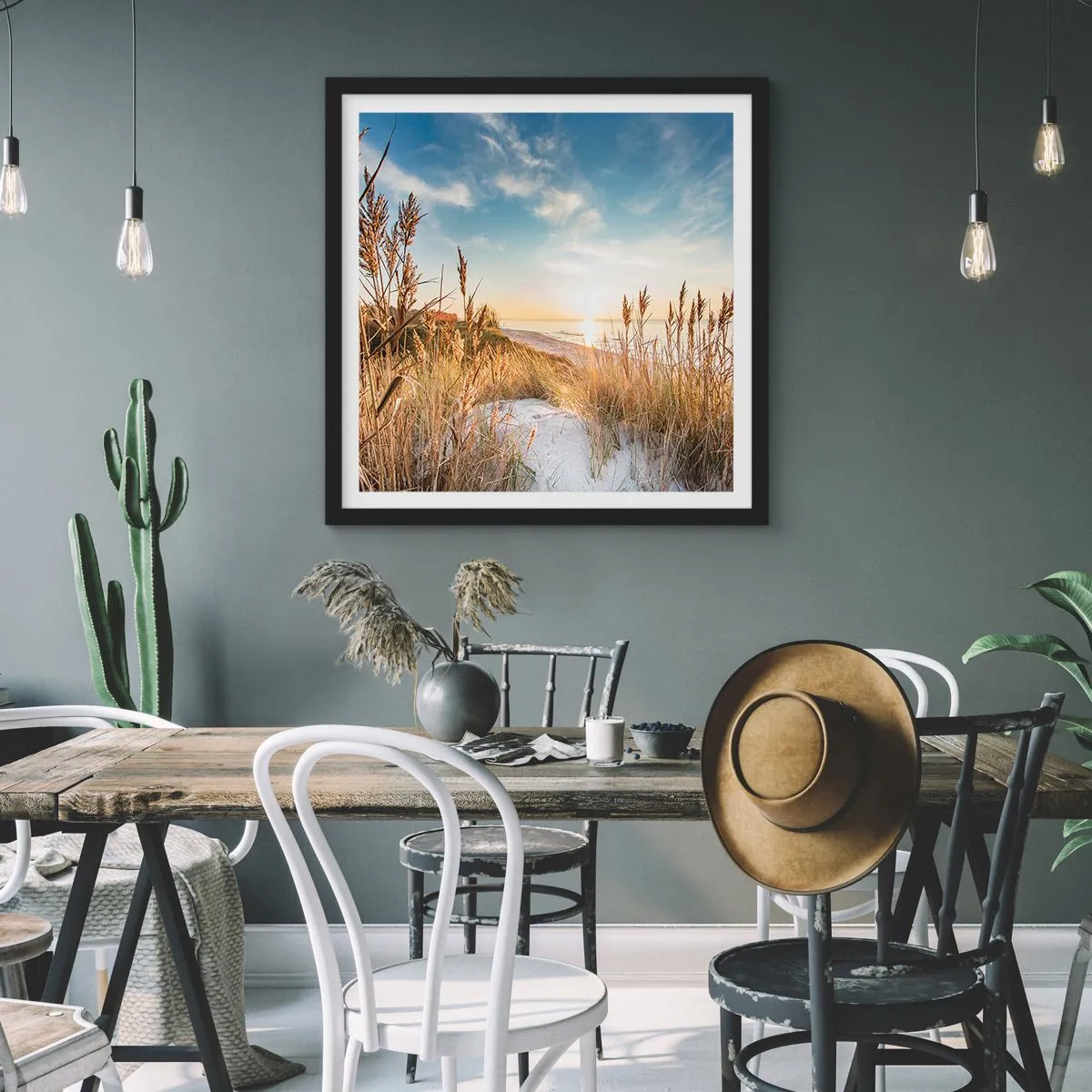 Póster en marco negro - Playa del norte - 50x50 cm