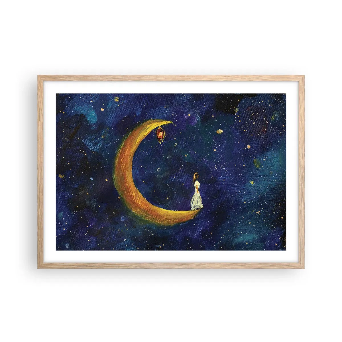 Póster en marco roble claro - La llamada de la Luna - 70x50 cm