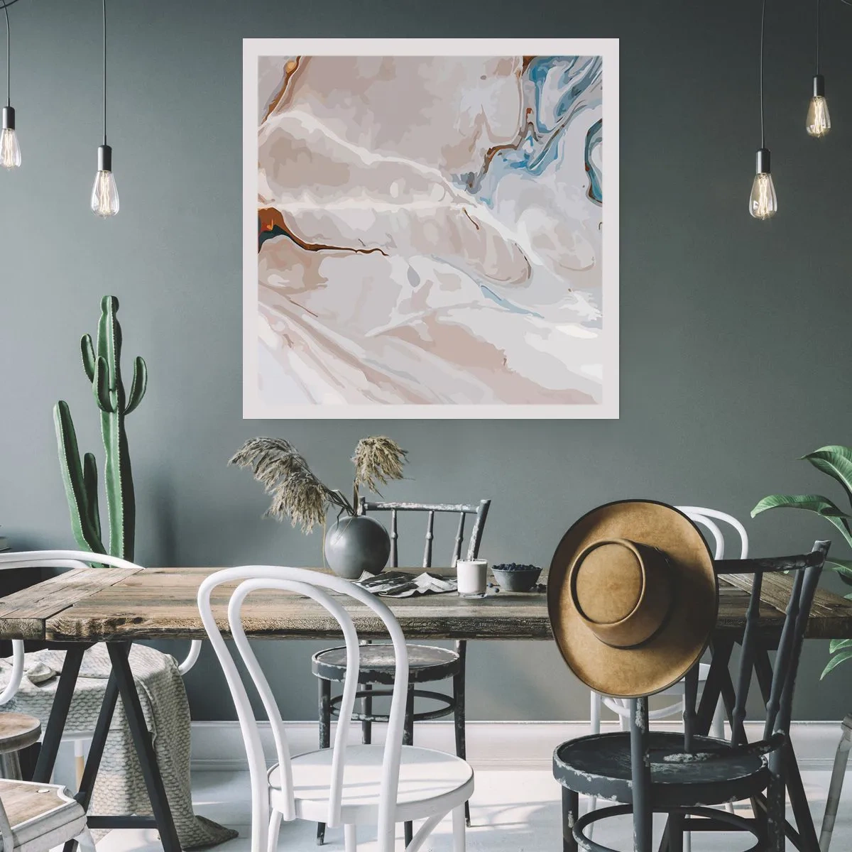 Póster - El azul serpentea por el blanco - 50x50 cm