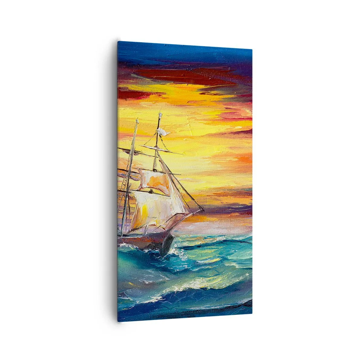 Cuadro sobre lienzo - Impresión de Imagen - Valientemente surcando las olas - 65x120 cm