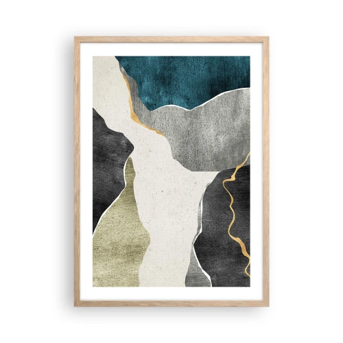 Póster en marco roble claro - Composición en mosaico con una hebra de oro - 50x70 cm