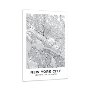 Cuadro sobre vidrio - Impresiones sobre Vidrio - Un mapa de calles y distritos de grandes ciudades en forma monocromática - 50x70cm - Anatomía de una metrópolis - Decoración de pared moderna para salón y dormitorio ARTTOR