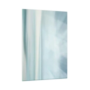 Cuadro sobre vidrio - Impresiones sobre Vidrio - Abstracción borrosa en tonos de azul, blanco y gris. - 50x70cm - Paz hasta el horizonte - Decoración de pared moderna para salón y dormitorio ARTTOR