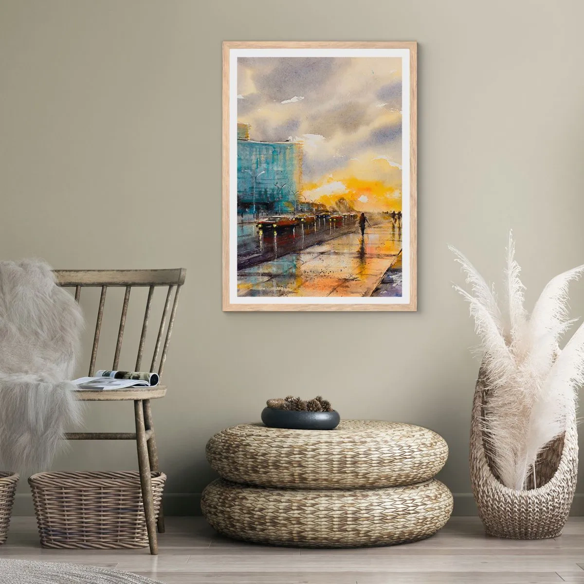 Póster en marco roble claro - Vida en la orilla - 70x100 cm