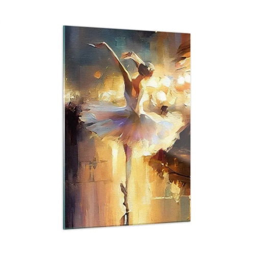 Cuadro sobre vidrio - Impresiones sobre Vidrio - Bailarina a la luz de las luces de la ciudad. - 50x70cm - Un milagro en la calle - Decoración de pared moderna para salón y dormitorio ARTTOR