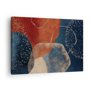Cuadro sobre lienzo - Impresión de Imagen - Formas abstractas en tonos de rojo y azul. - 70x50cm - La ligereza del ser - Decoración de pared moderna para salón y dormitorio ARTTOR