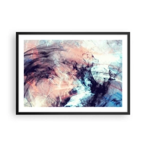 Póster en marco negro - Composición abstracta en tonos pastel y oscuros. - 70x50cm - Siente el viento - Decoración de pared moderna para salón y dormitorio ARTTOR