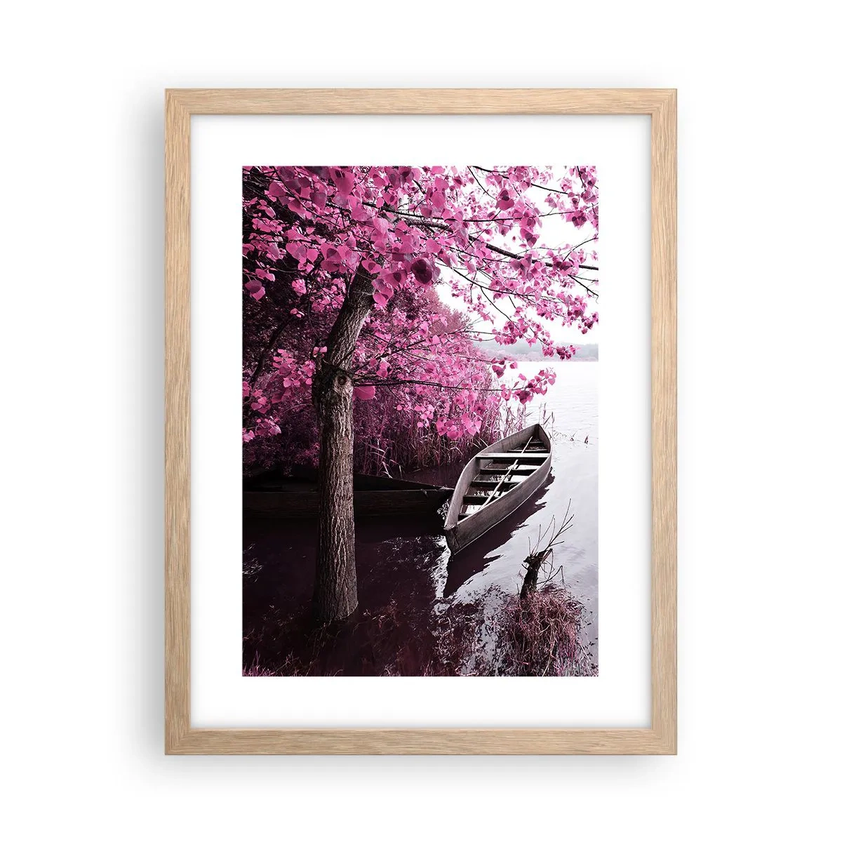 Póster en marco roble claro - En el silencio rosa - 30x40 cm