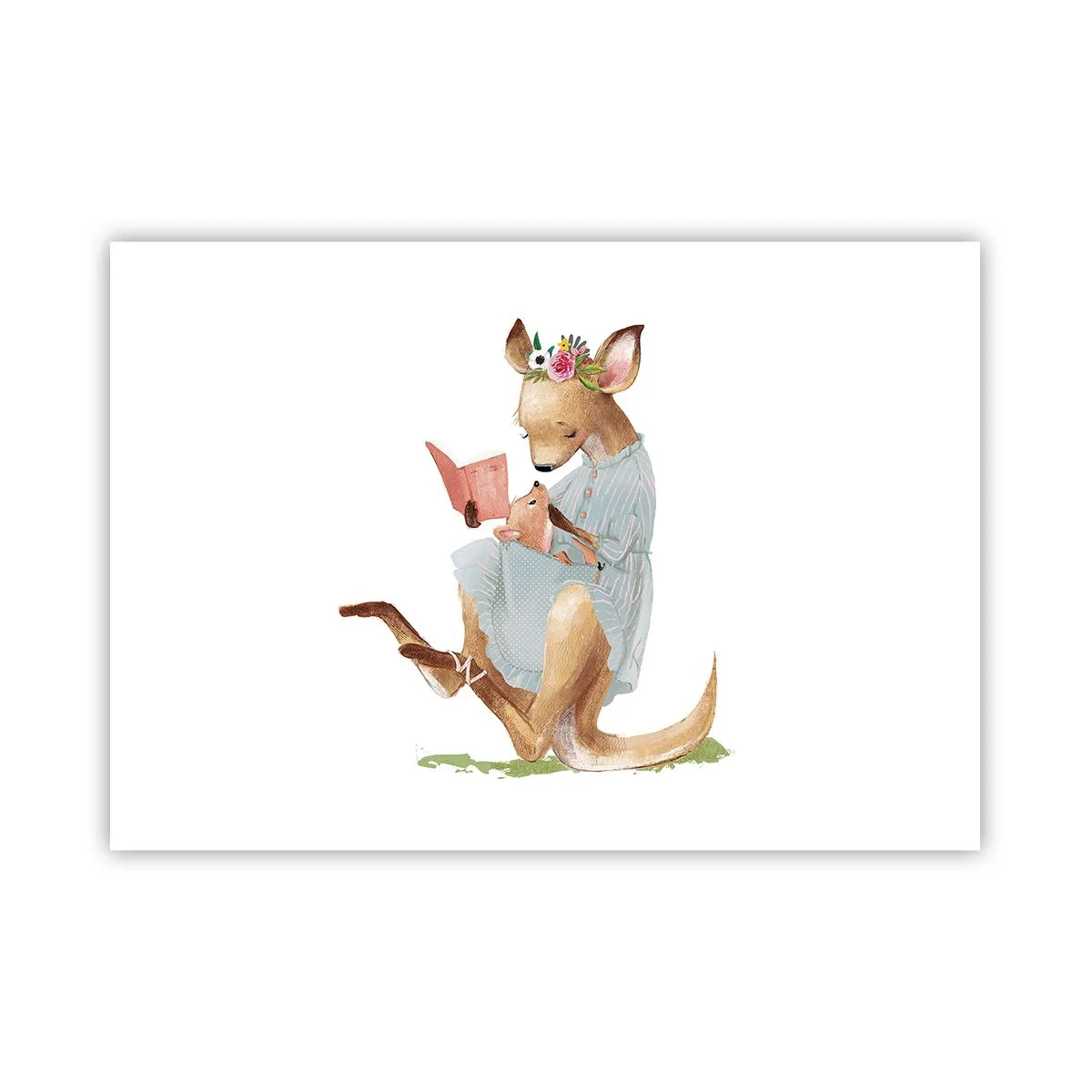 Póster - Kanga leyendo un libro con un bebé - 100x70cm - Léeme un cuento, mamá - Decoración de pared moderna para salón y dormitorio ARTTOR