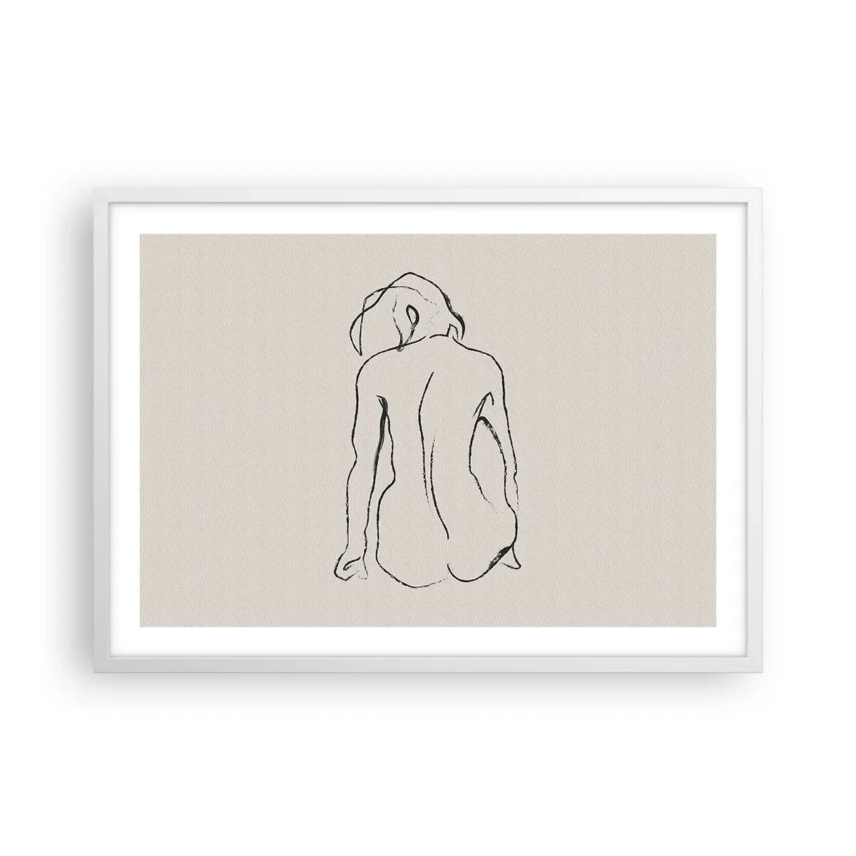 Póster en marco blanco - Esbozos de una espalada - 70x50 cm