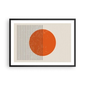 Póster en marco negro - Sol minimalista con líneas geométricas. - 70x50cm - Siempre el sol - Decoración de pared moderna para salón y dormitorio ARTTOR