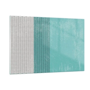Cuadro sobre vidrio - Impresiones sobre Vidrio - Abstracción moderna en colores turquesa y blanco. - 120x80cm - Composición equilibrada - Decoración de pared moderna para salón y dormitorio ARTTOR