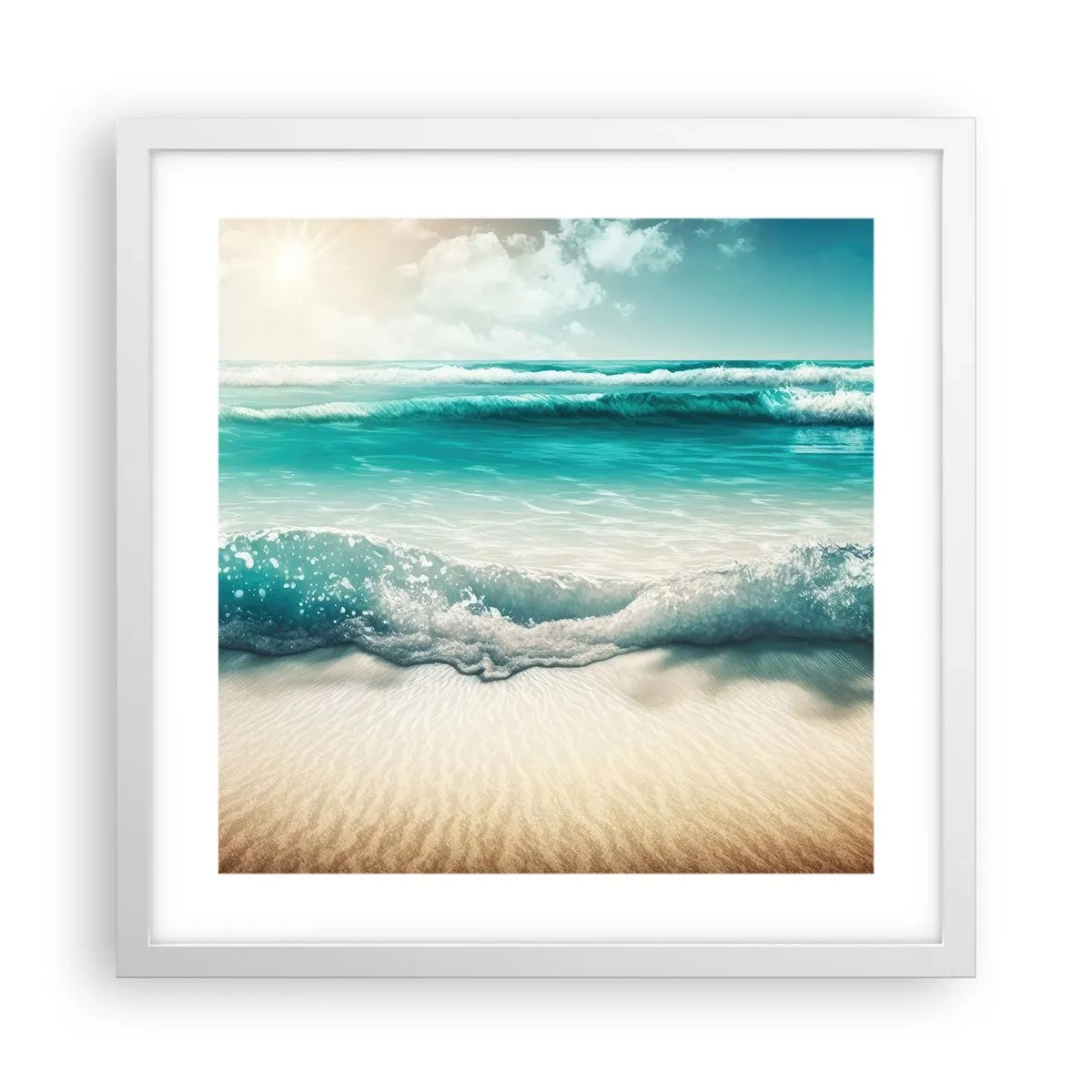 Póster en marco blanco - Calma oceánica - 40x40 cm