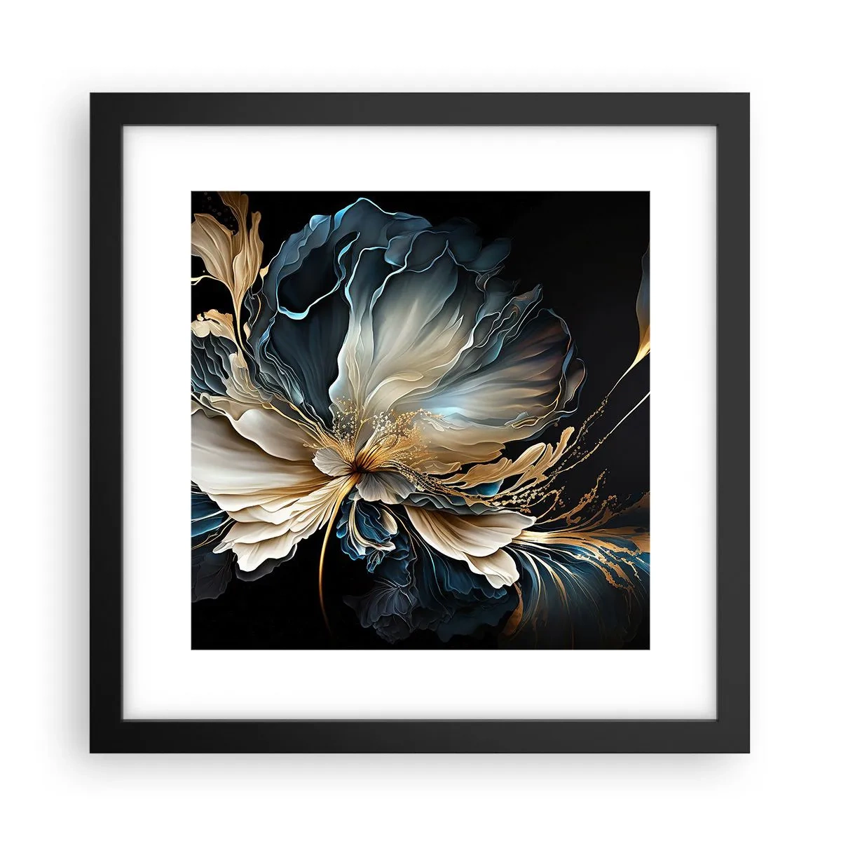 Póster en marco negro - Flor de helecho de cuento - 30x30 cm