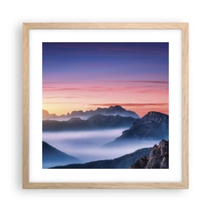 Póster en marco roble claro - Sobre los valles - 40x40 cm