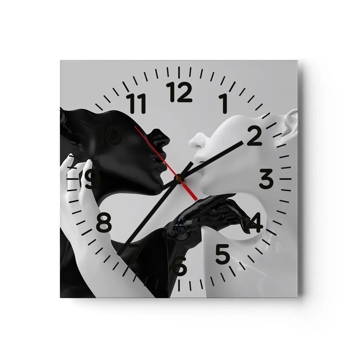 Reloj de pared - Reloj de vidrio - Atracción - deseo - 40x40 cm