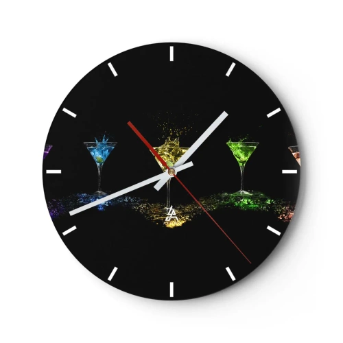 Reloj de pared - Reloj de vidrio - Los colores de la alegría en una copa de cristal - 40x40 cm