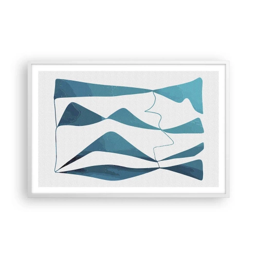 Póster en marco blanco - Abstracción: un compuesto turquesa - 91x61 cm