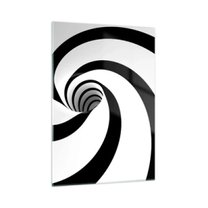 Cuadro sobre vidrio - Impresiones sobre Vidrio - Patrón espiral hipnótico en blanco y negro - 50x70cm - ¿Ceder al torbellino? - Decoración de pared moderna para salón y dormitorio ARTTOR