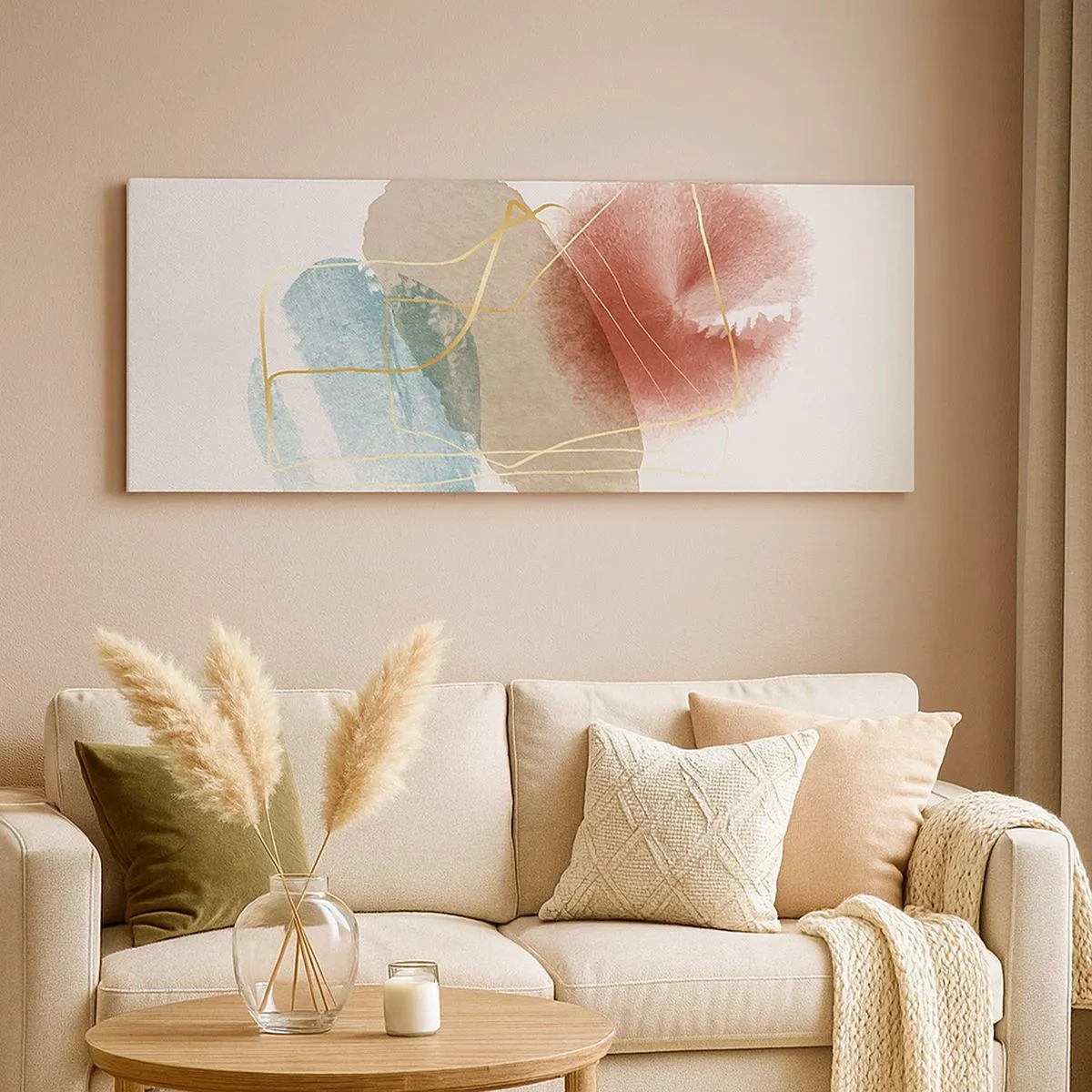 Cuadro sobre lienzo - Impresión de Imagen - Abstracción coral del espacio - 100x40 cm