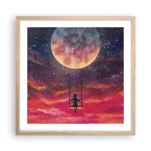 Póster en marco roble claro - Disfrutar de las nubes - 50x50 cm