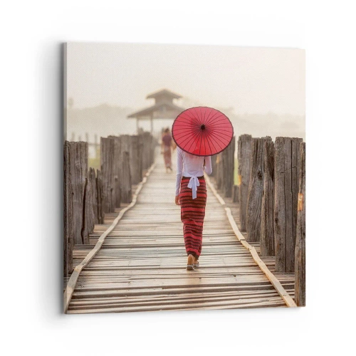 Cuadro sobre lienzo - Impresión de Imagen - En un viejo puente - 70x70 cm